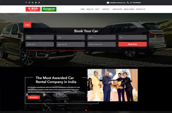 Previous Car Rental Website Design Sample