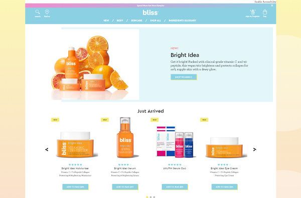 Previous Skin Care Products Website Design Example